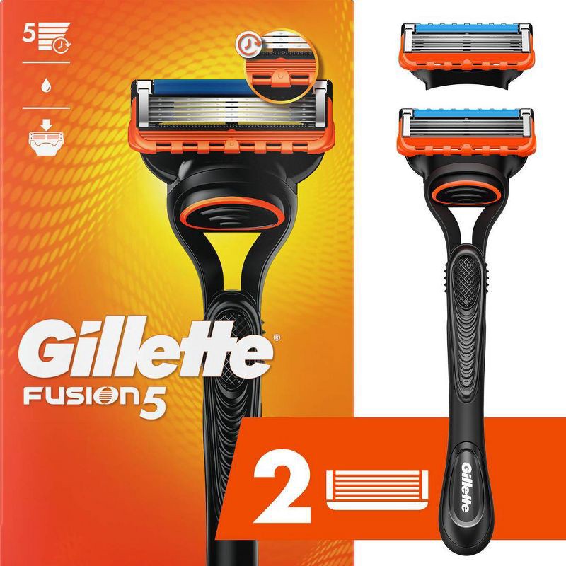 slide 1 of 14, Gillette Fusion5 Men's Razor + 2 Razor Blade Refills, 1 ct