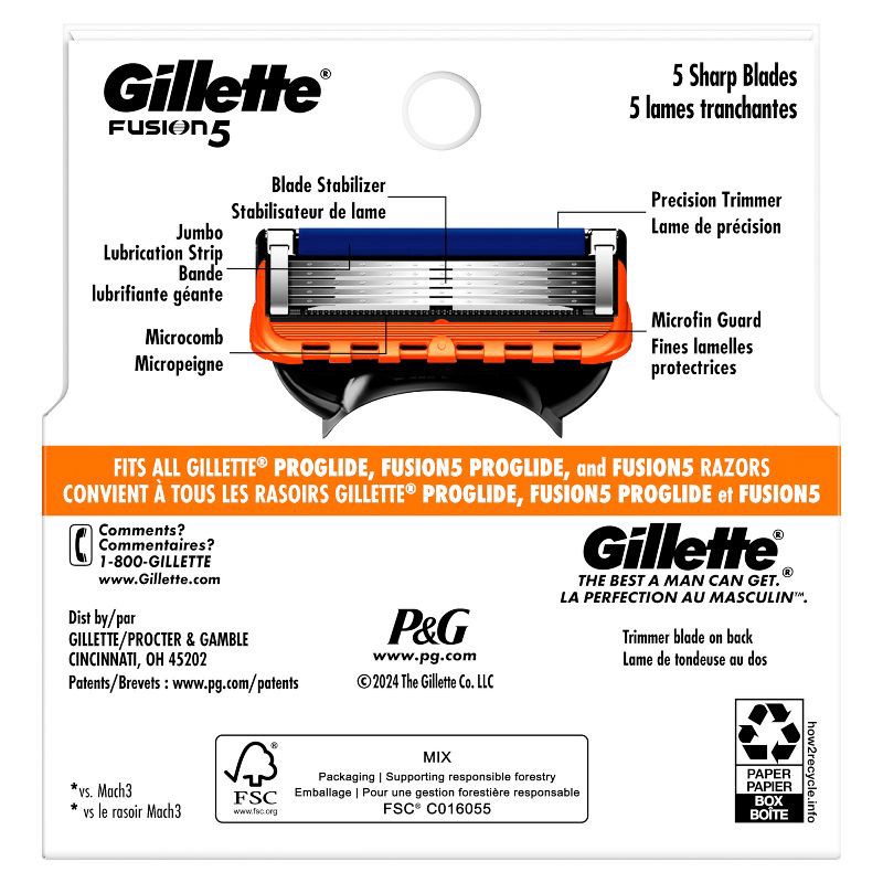 slide 9 of 9, Gillette Fusion5 Men's Razor Blade Refills - 4ct, 4 ct