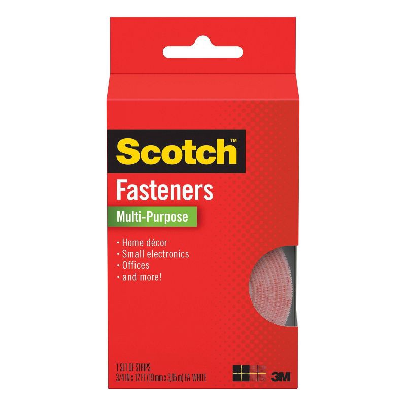 slide 1 of 12, Scotch Multi-Purpose Fasteners - White: Plastic Clips & Fasteners, Office Supplies, 0.75" Width, 12" Height, 1 ct