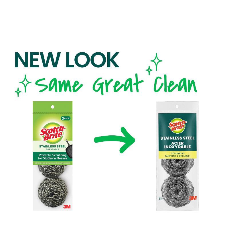 slide 3 of 10, Scotch-Brite Stainless Steel Scrubbing Pads - 3ct, 3 ct