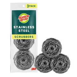 Scotch-Brite Stainless Steel Scrubbing Pads - 3ct: Reusable Cleaning Tools, Glass & Multi-Surface Use
