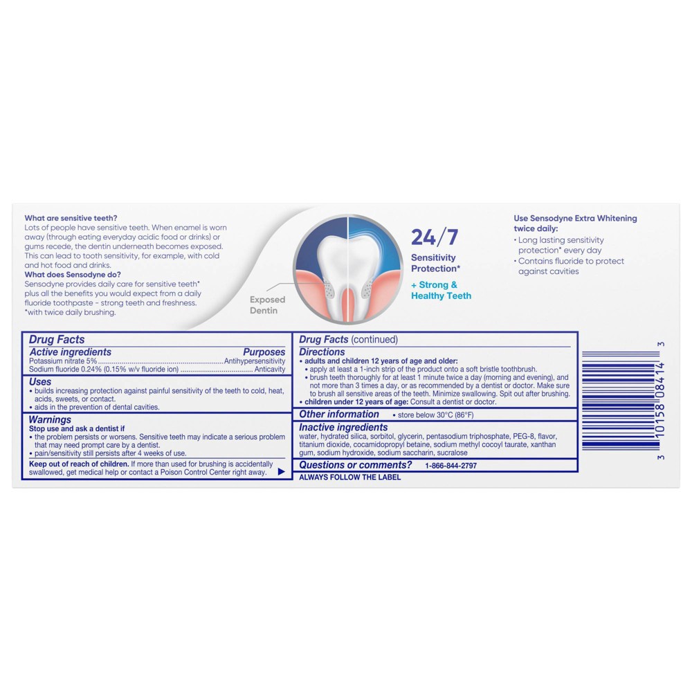 slide 4 of 9, Sensodyne Extra Whitening Sensitive Teeth Whitening Toothpaste - 4 Ounces x 2, 2 ct; 4 oz