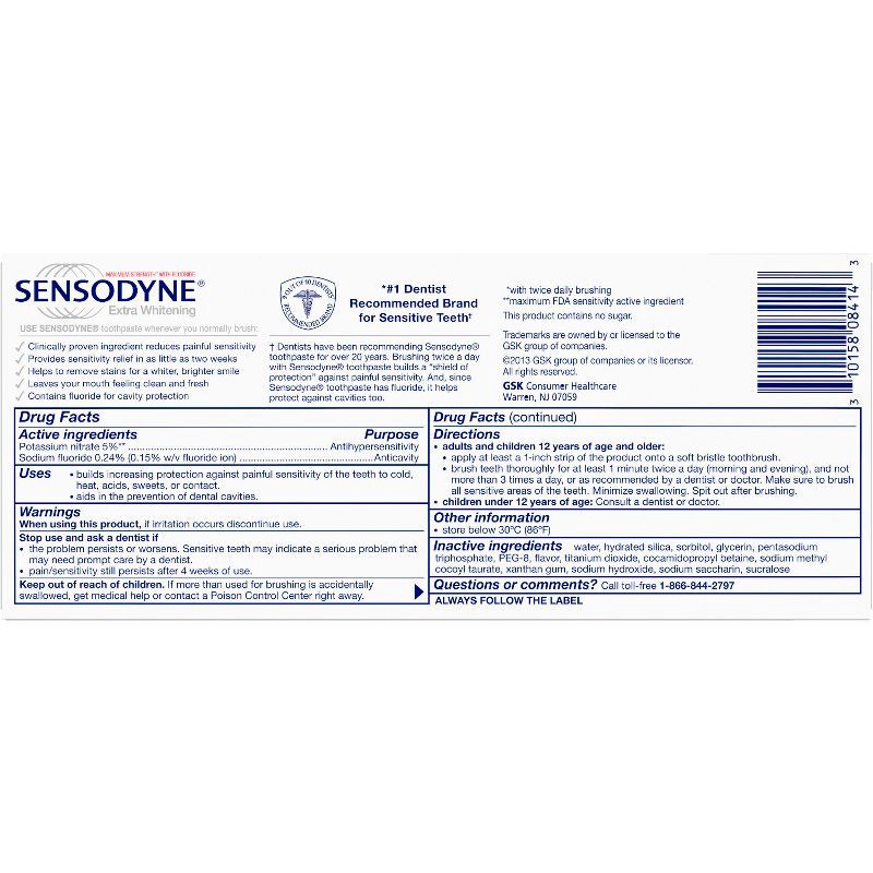 slide 9 of 9, Sensodyne Extra Whitening Toothpaste - 2pk, 2 ct