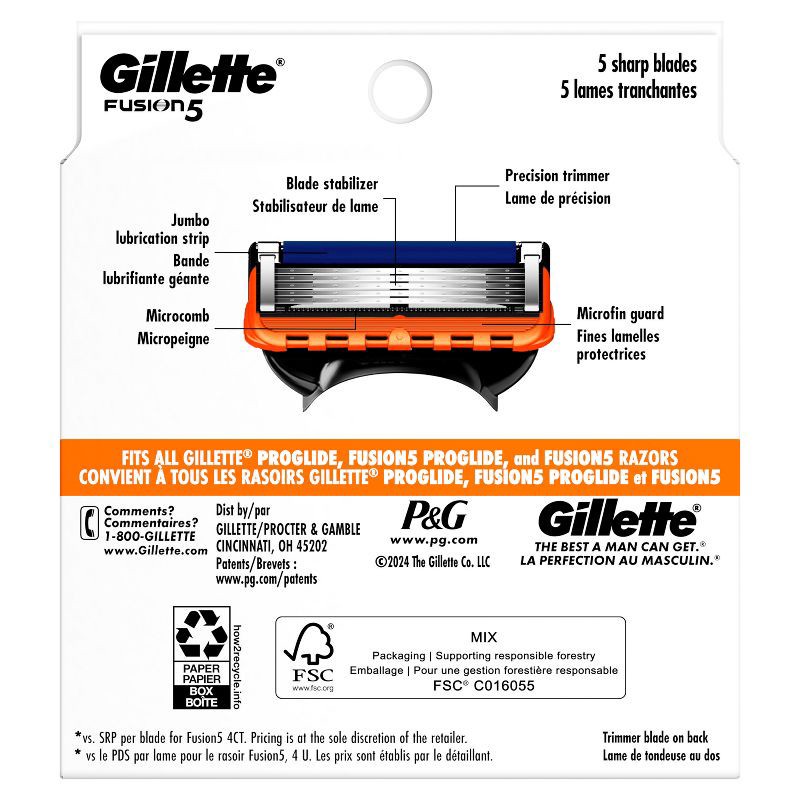 slide 9 of 9, Gillette Fusion 5 Men's Razor Blade Refills - 8ct, 8 ct