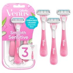 Venus Sensitive 3-Blade Women's Disposable Razors - 3ct