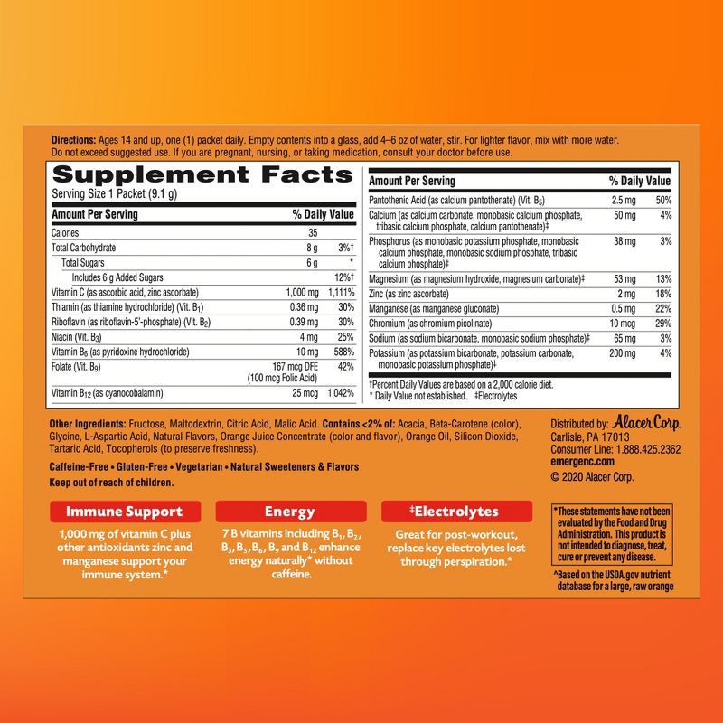 slide 8 of 8, Emergen-C Vitamin C Dietary Supplement Drink Mix - Raspberry - 30ct, 30 ct