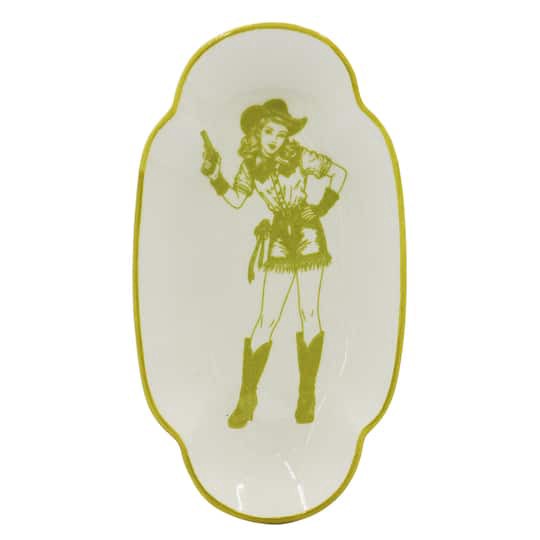 slide 1 of 3, 8.25" Lime Green Cowgirl Ceramic Dish By Ashland, 8.25 in