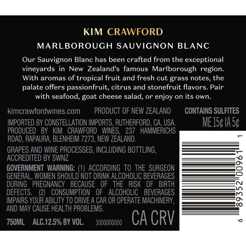 slide 12 of 12, Kim Crawford Sauvignon Blanc White Wine - 750ml Bottle, 750 ml