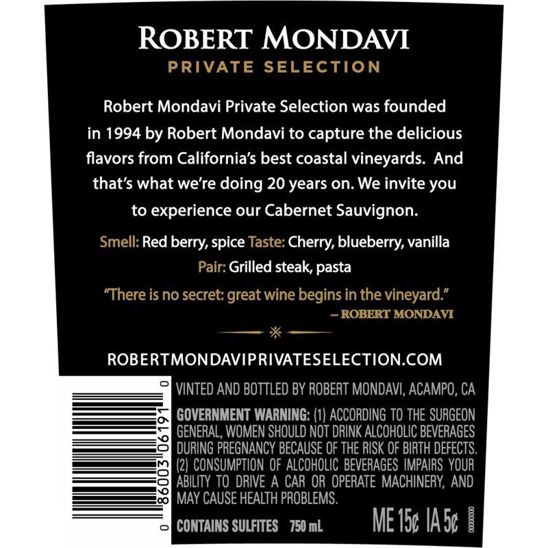 slide 10 of 10, Robert Mondavi Private Selection Cabernet Sauvignon Red Wine - 750ml Bottle, 750 ml