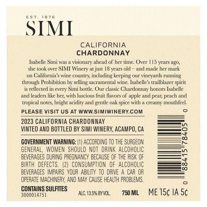 slide 14 of 15, SIMI Chardonnay White Wine - 750ml Bottle, 750 ml