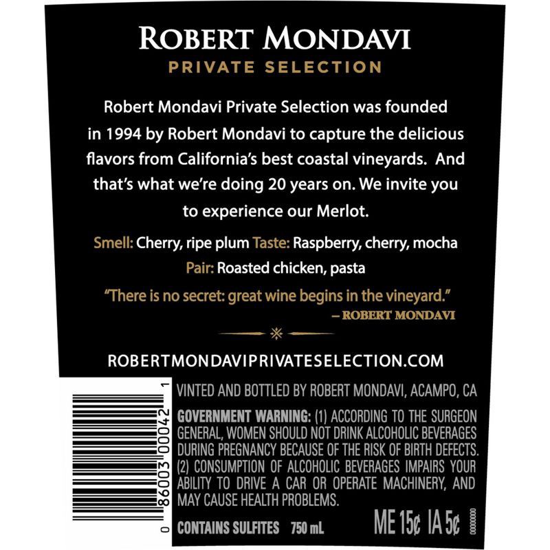 slide 11 of 11, Robert Mondavi Private Selection Merlot Red Wine - 750ml Bottle, 750 ml