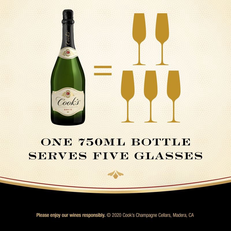 slide 3 of 8, Cook's California Champagne Brut White Sparkling Wine - 750ml Bottle, 750 ml