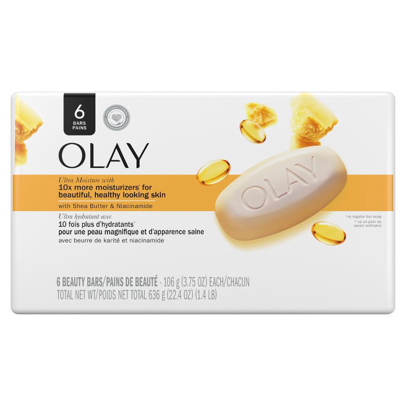 slide 2 of 10, Olay Moisture Outlast Ultra Moisture Shea Butter Beauty Bar Soap with Vitamin B3 Complex - 3.75oz/6ct, 3.75 oz, 6 ct