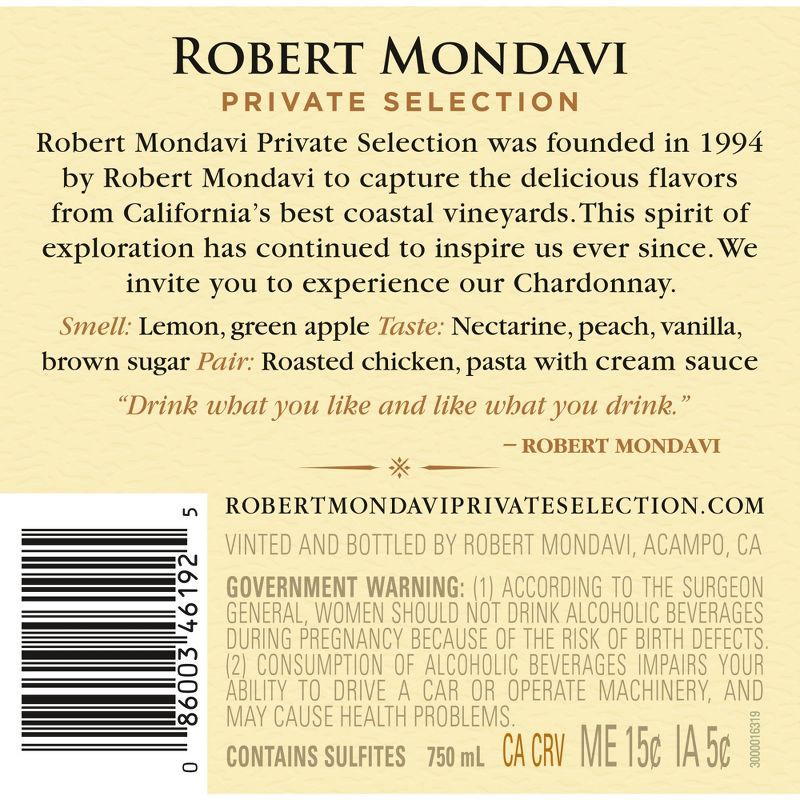 slide 9 of 12, Robert Mondavi Private Selection Chardonnay White Wine - 750ml Bottle, 750 ml