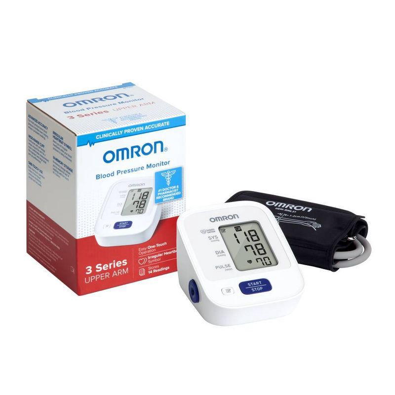 slide 4 of 5, Omron 3 Series Upper Arm Blood Pressure Monitor with Cuff - Fits Standard and Large Arms, 1 ct