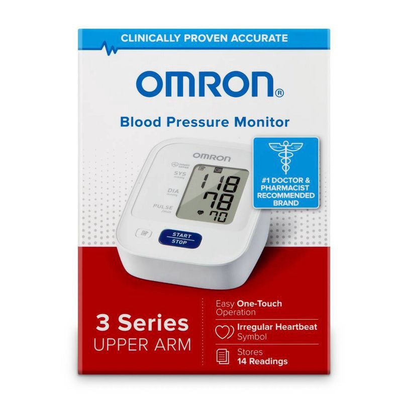 slide 1 of 5, Omron 3 Series Upper Arm Blood Pressure Monitor with Cuff - Fits Standard and Large Arms, 1 ct