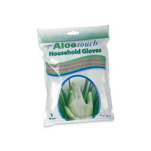 slide 1 of 1, Medline Aloetouch Powder-Free Household Latex Gloves Large White, 8/Pack, 8 ct