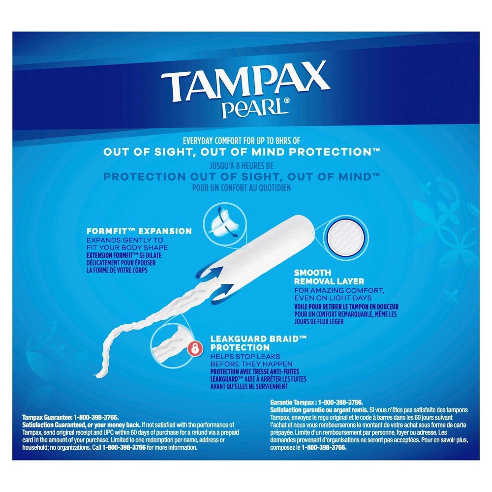 slide 6 of 8, Tampax S+ Super Plus Absorbency Pearl Unscented Tampons 36.0 ea, 36 ct