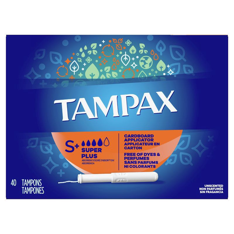 slide 7 of 7, Tampax Cardboard Super Plus Absorbency Anti-Slip Grip LeakGuard Skirt Tampons - Unscented - 40ct, 40 ct