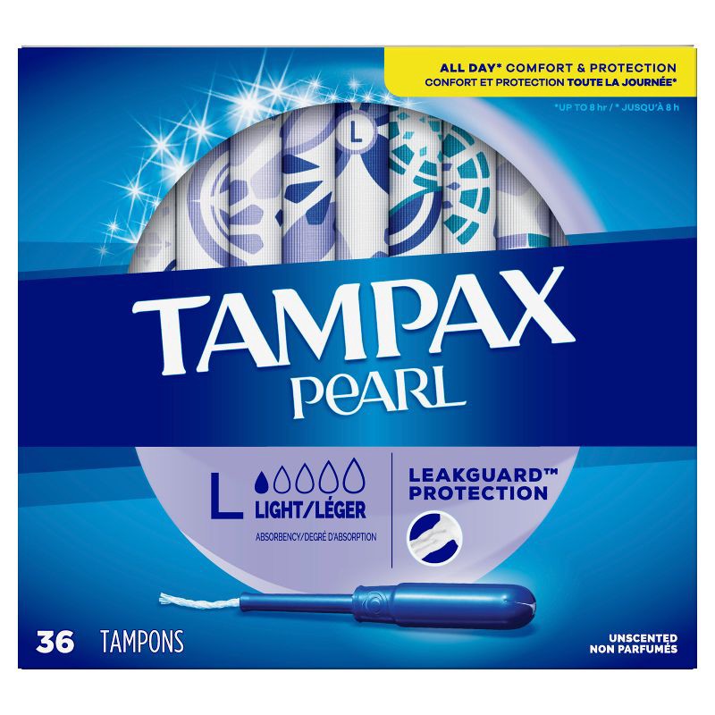 slide 2 of 9, Tampax Pearl Tampons Light Absorbency with LeakGuard Braid - Unscented - 36ct, 36 ct