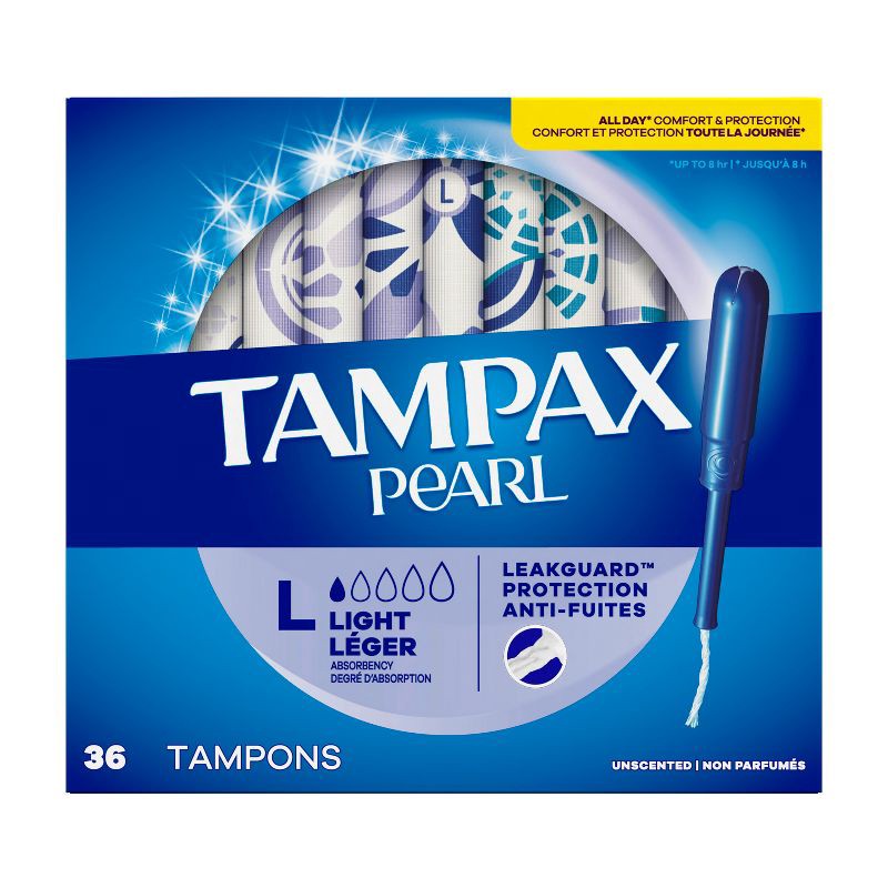 slide 14 of 14, Tampax Pearl Tampons Light Absorbency with LeakGuard Braid - Unscented - 36ct, 36 ct