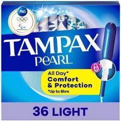Tampax Pearl Tampons Light Absorbency with LeakGuard Braid - Unscented - 36ct
