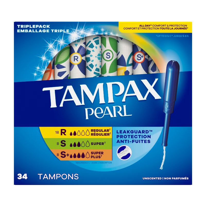 slide 14 of 14, Tampax Pearl Triple Pack Tampons - Regular/Super/Super Plus/ - Unscented - 34ct, 34 ct