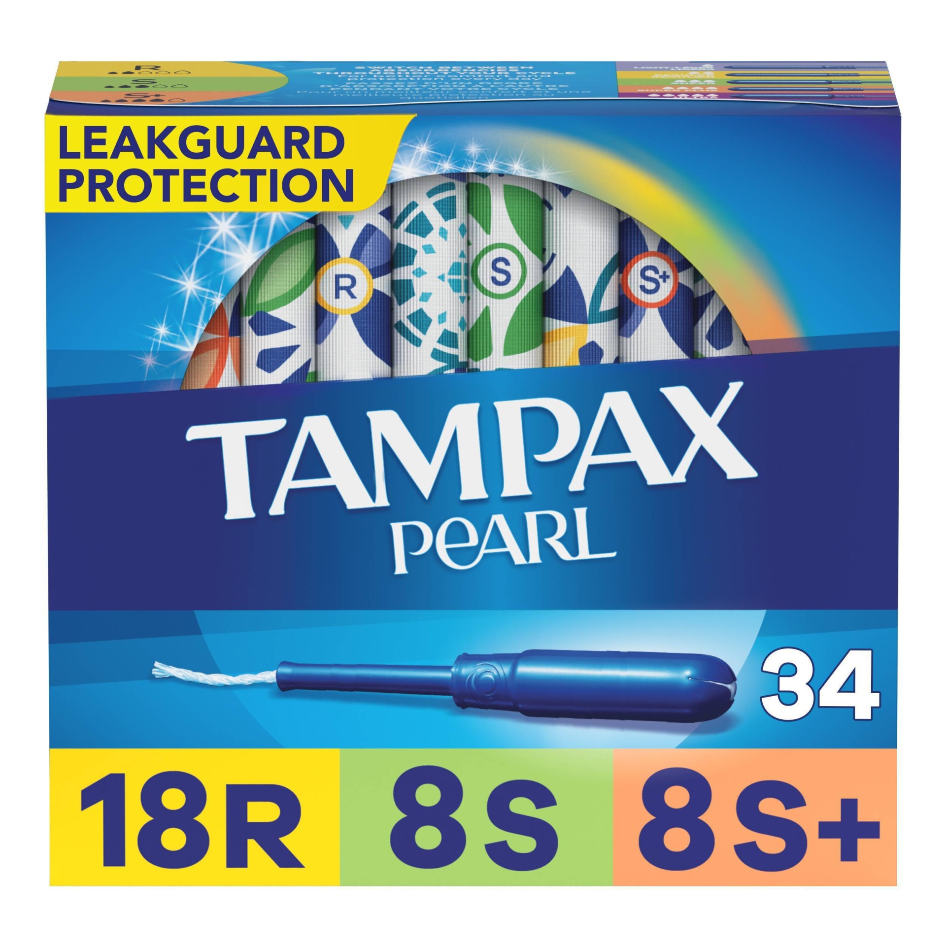 slide 1 of 10, Tampax Pearl TriplePack Tampons - Regular/Super/Super Plus- Unscented - 34ct, 34 ct