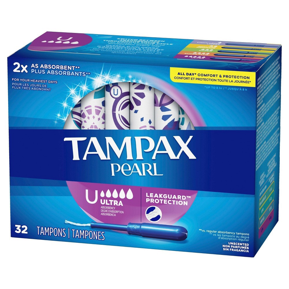 slide 2 of 7, Tampax Pearl Tampons - Ultra Absorbency with LeakGuard Braid - Unscented - 36ct, 36 ct