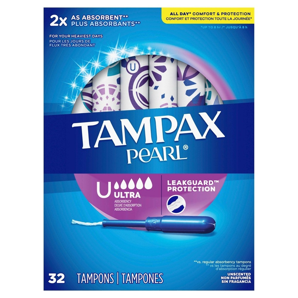 slide 7 of 8, Tampax Pearl Tampons - Ultra Absorbency with LeakGuard Braid - Unscented, 36 ct