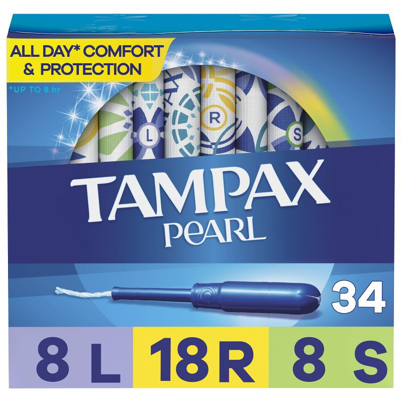 slide 1 of 10, Tampax Pearl Tampons Trio Pack with Plastic Applicator and LeakGuard Braid - Light/Regular/Super Absorbency - Unscented - 34ct, 34 ct