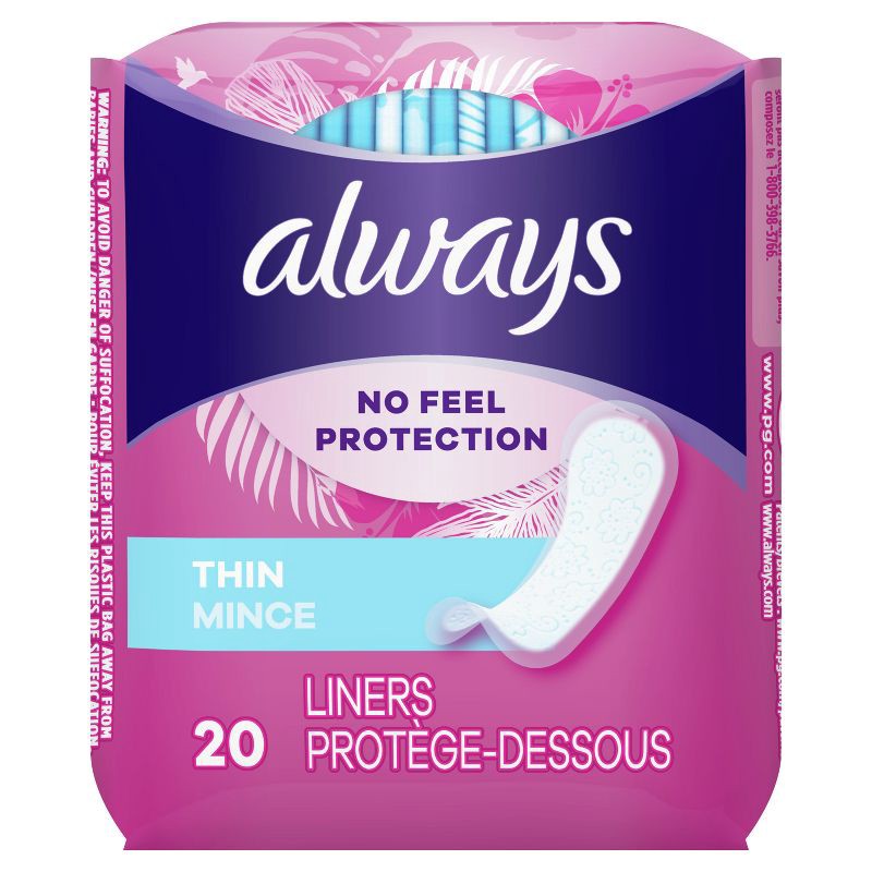 slide 1 of 9, Always Dailies Thin Unscented Panty Liners - Regular - 20ct, 20 ct