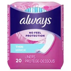 Always Dailies Thin Unscented Panty Liners - Regular - 20ct