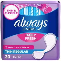 Always Dailies Thin Unscented Panty Liners - Regular - 20ct
