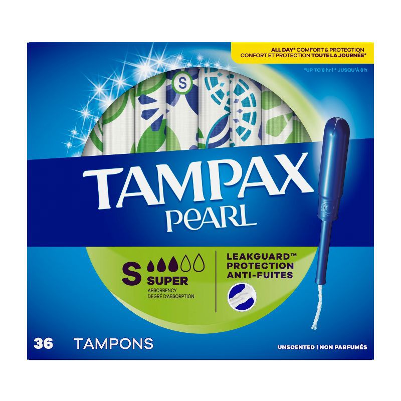slide 14 of 14, Tampax Pearl Tampons Super Absorbency with LeakGuard Braid - Unscented - 36ct, 36 ct