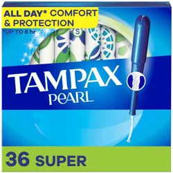 Tampax Pearl Tampons Super Absorbency with LeakGuard Braid - Unscented - 36ct
