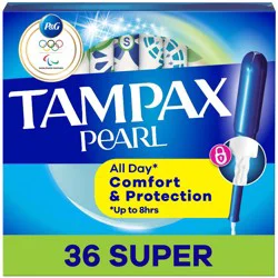 Tampax Pearl Tampons Super Absorbency with LeakGuard Braid - Unscented - 36ct