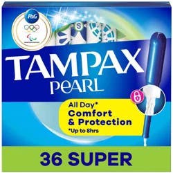Tampax Pearl Tampons Super Absorbency with LeakGuard Braid - Unscented - 36ct