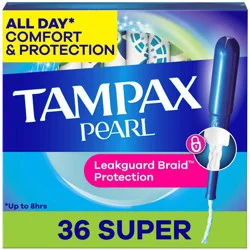 Tampax Pearl Tampons Super Absorbency with LeakGuard Braid - Unscented - 36ct
