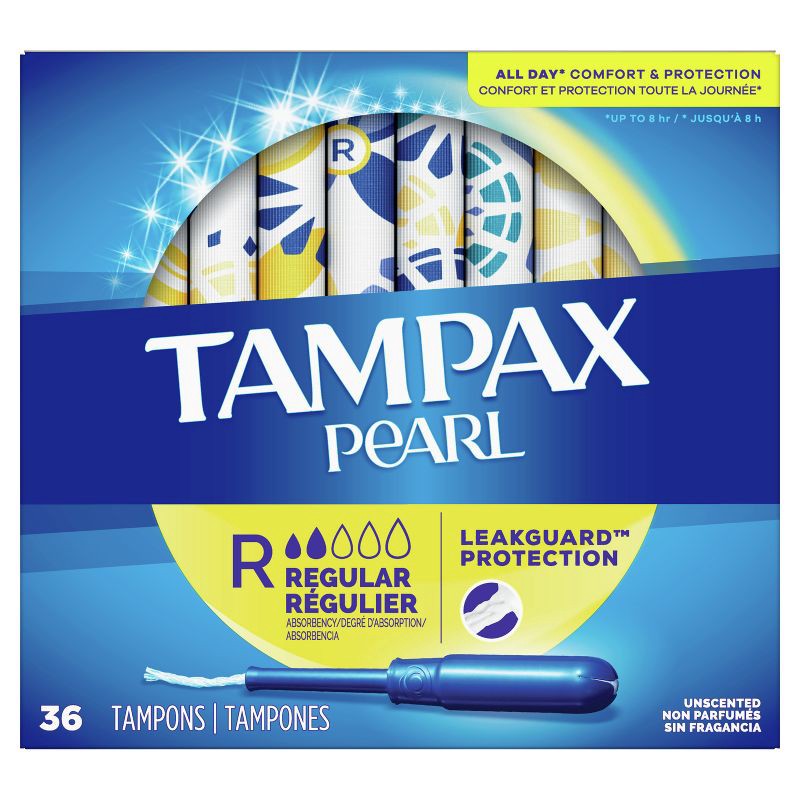 slide 2 of 9, Tampax Pearl Tampons Regular Absorbency with LeakGuard Braid - Unscented - 36ct, 36 ct