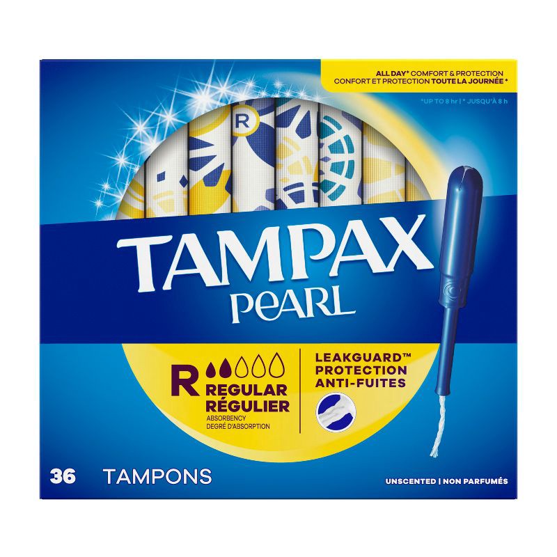 slide 14 of 14, Tampax Pearl Tampons Regular Absorbency with LeakGuard Braid - Unscented - 36ct, 36 ct
