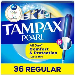 Tampax Pearl Tampons Regular Absorbency with LeakGuard Braid - Unscented - 36ct