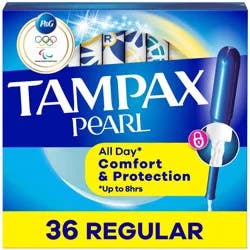 Tampax Pearl Tampons Regular Absorbency with LeakGuard Braid - Unscented - 36ct