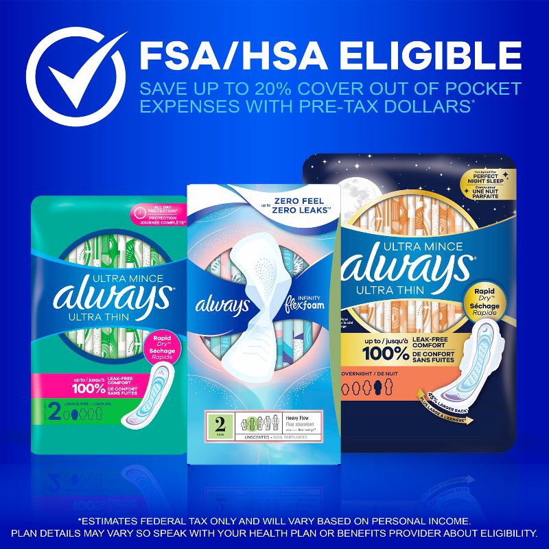 slide 8 of 13, Always Ultra Thin Pads Size 1 Regular Absorbency Unscented - 44ct, 44 ct