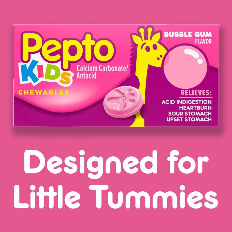 slide 3 of 9, Pepto-Bismol Children's Antacid Chewable Tablets - Bubble Gum - 24ct, 24 ct