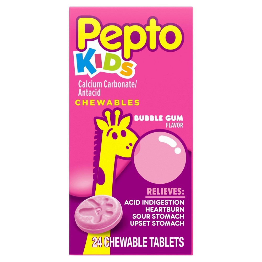 Pepto Kid's Bubblegum Flavor Chewable Tablets for Heartburn, Acid ...