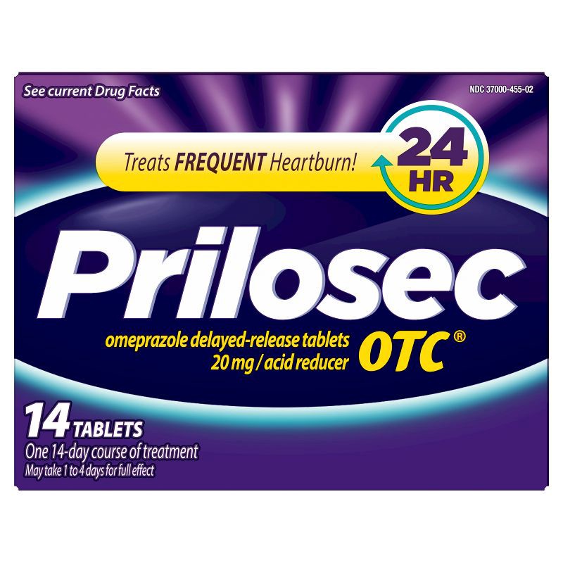 slide 1 of 9, Prilosec OTC Omeprazole 20mg Delayed-Release Acid Reducer for Frequent Heartburn Tablets - 14ct, 14 ct; 20 mg