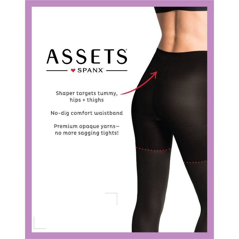 slide 4 of 4, ASSETS by SPANX Women's Original Shaping Tights - Black 5: High Waisted, Opaque, Tummy & Thigh Slimming, 1 ct