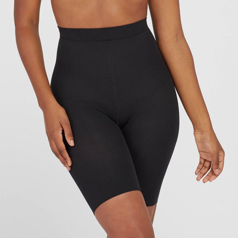 slide 1 of 3, ASSETS by SPANX Women's Mid-Thigh Shaper - Black 2, 1 ct