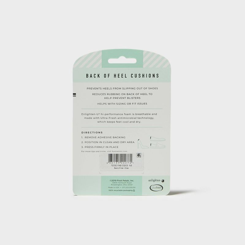 slide 5 of 5, Fab Feet Women's by Foot Petals Back of Heel Insoles Shoe Cushion Khaki - 1 pair, 1 ct